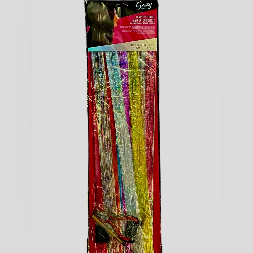 Colorful Tinsel Hair Extensions Kit (never used